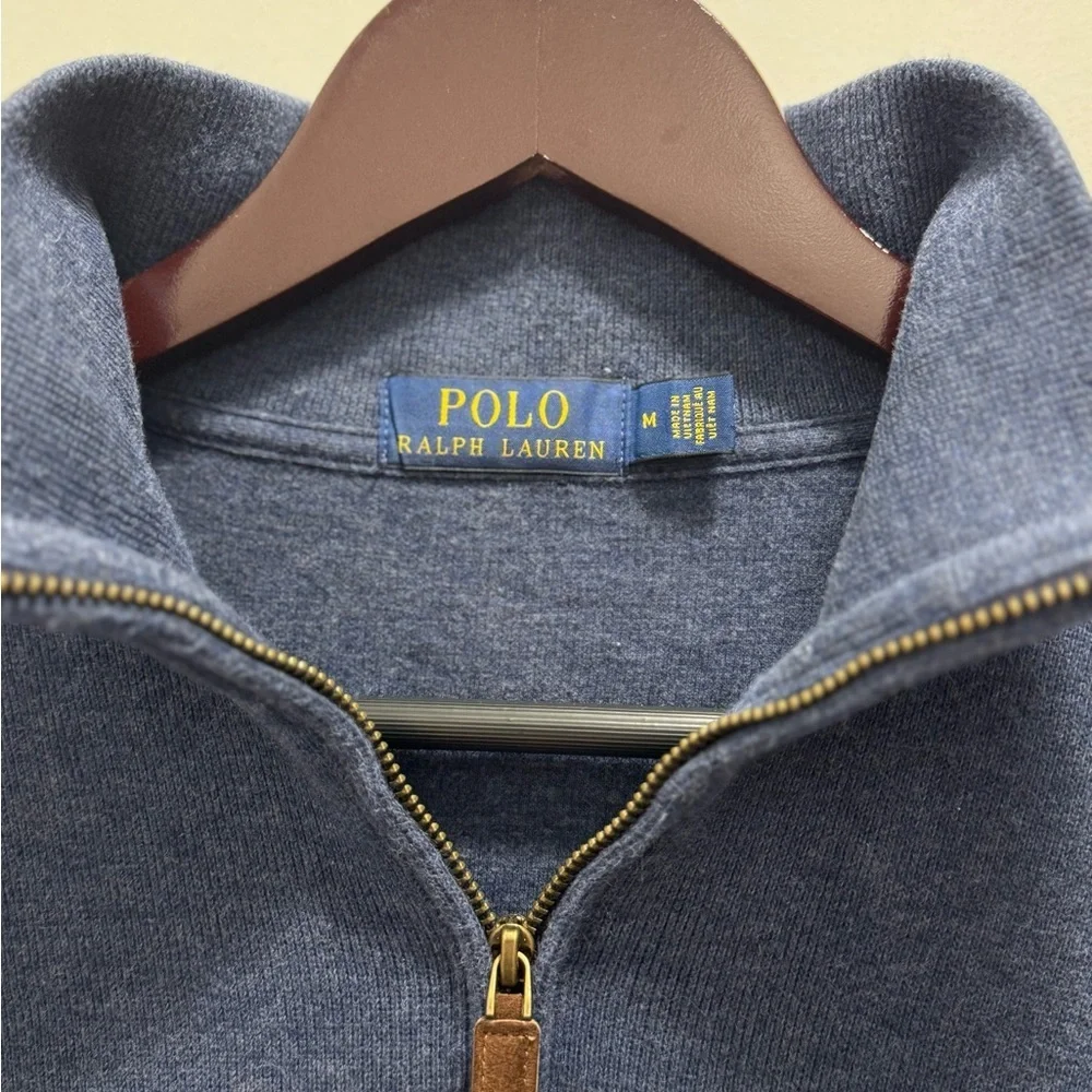 Polo Ralph Lauren Men’s 1/4 Zip Mock Neck Pullover Sweater Blue Size M - Picture 4 of 8